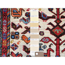 Load image into Gallery viewer, 3&#39;8&quot;x5&#39;4&quot; Swiss Coffee White with Quilt Blue Border, Hand Knotted Vibrant Wool, Turkish Knot With All Over Small Birds Figurines, Denser Weave Natural Dyes, Oriental Rug FWR521928