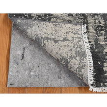 Load image into Gallery viewer, 2&#39;x2&#39; Jet Black, 100% Natural Undyed Wool, Hand Knotted, Modern Abstract Galaxy, Sample Mat Oriental Rug FWR525276