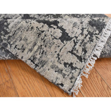 Load image into Gallery viewer, 2&#39;x2&#39; Jet Black, 100% Natural Undyed Wool, Hand Knotted, Modern Abstract Galaxy, Sample Mat Oriental Rug FWR525276