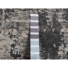 Load image into Gallery viewer, 2&#39;x2&#39; Jet Black, 100% Natural Undyed Wool, Hand Knotted, Modern Abstract Galaxy, Sample Mat Oriental Rug FWR525276