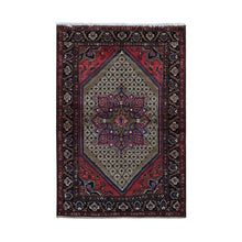 Load image into Gallery viewer, 4&#39;1&quot;x6&#39;9&quot; Taupe Gray, New Persian Serab, Flower Medallion Design, Hand Knotted, 100% Wool, Oriental Rug FWR525444