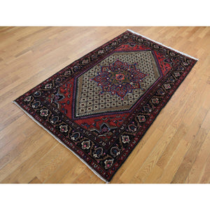 4'1"x6'9" Taupe Gray, New Persian Serab, Flower Medallion Design, Hand Knotted, 100% Wool, Oriental Rug FWR525444