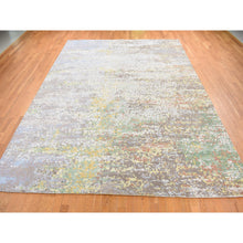 Load image into Gallery viewer, 10&#39;x14&#39;1&quot; Laid Back Gray, Wool and Real Silk, Broken and Erased Roman Mosaic Design, Hand Knotted, Oriental Rug FWR525486