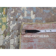 Load image into Gallery viewer, 10&#39;x14&#39;1&quot; Laid Back Gray, Wool and Real Silk, Broken and Erased Roman Mosaic Design, Hand Knotted, Oriental Rug FWR525486