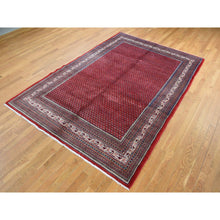 Load image into Gallery viewer, 7&#39;1&quot;x10&#39;8&quot; Fire Brick Red, New Persian Sarouk Mir with Small Repetitive Boteh Design, Pure Wool, Hand Knotted, Oriental Rug FWR525582