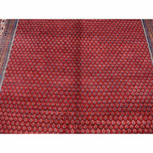 Load image into Gallery viewer, 7&#39;1&quot;x10&#39;8&quot; Fire Brick Red, New Persian Sarouk Mir with Small Repetitive Boteh Design, Pure Wool, Hand Knotted, Oriental Rug FWR525582