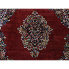 Load image into Gallery viewer, 8&#39;8&quot;x11&#39;4&quot; Cherry Red, Antique Persian Sarouk, Open Field Medallion Design, Pure Wool, Full Pile, Hand Knotted, Oriental Rug FWR525600