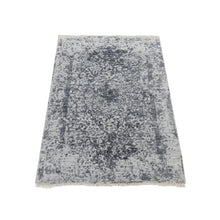 Load image into Gallery viewer, 3&#39;x4&#39;10&quot; Arsenic Gray, Broken and Erased Persian Design, Wool and Pure Silk, Hand Knotted, Oriental Rug FWR525630