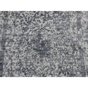 3'x4'10" Arsenic Gray, Broken and Erased Persian Design, Wool and Pure Silk, Hand Knotted, Oriental Rug FWR525630