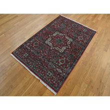 Load image into Gallery viewer, 4&#39;x6&#39; Vermilion Red, Vintage Look Mamluk, Zero Pile, Shaved Low, Worn Wool, Hand Knotted, Oriental Rug FWR525666