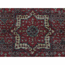 Load image into Gallery viewer, 4&#39;x6&#39; Vermilion Red, Vintage Look Mamluk, Zero Pile, Shaved Low, Worn Wool, Hand Knotted, Oriental Rug FWR525666