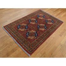 Load image into Gallery viewer, 4&#39;1&quot;x6&#39;2&quot; Barn Red, Vegetable Dyes, Hand Spun Ghazni Wool, Afghan Ersari Elephant Feet Design, Hand Knotted, Oriental Rug FWR525678