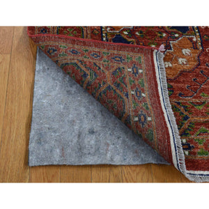 4'1"x6'2" Barn Red, Vegetable Dyes, Hand Spun Ghazni Wool, Afghan Ersari Elephant Feet Design, Hand Knotted, Oriental Rug FWR525678