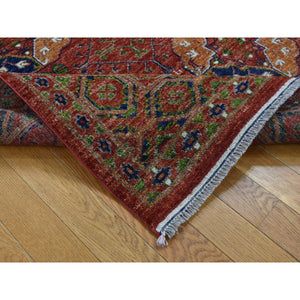 4'1"x6'2" Barn Red, Vegetable Dyes, Hand Spun Ghazni Wool, Afghan Ersari Elephant Feet Design, Hand Knotted, Oriental Rug FWR525678