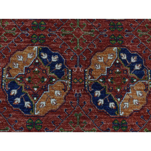 4'1"x6'2" Barn Red, Vegetable Dyes, Hand Spun Ghazni Wool, Afghan Ersari Elephant Feet Design, Hand Knotted, Oriental Rug FWR525678