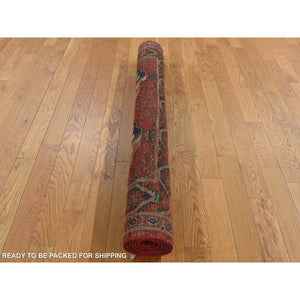 4'1"x6'2" Barn Red, Vegetable Dyes, Hand Spun Ghazni Wool, Afghan Ersari Elephant Feet Design, Hand Knotted, Oriental Rug FWR525678