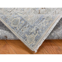 Load image into Gallery viewer, 3&#39;x5&#39;3&quot; Sky Blue, Pure Silk with Textured Wool, Mughal Inspired Medallions Design, Distressed, Hand Knotted, Oriental Rug FWR525690