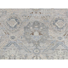 Load image into Gallery viewer, 3&#39;x5&#39;3&quot; Sky Blue, Pure Silk with Textured Wool, Mughal Inspired Medallions Design, Distressed, Hand Knotted, Oriental Rug FWR525690