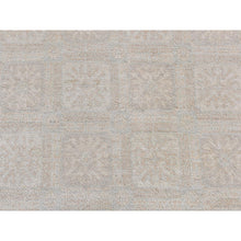 Load image into Gallery viewer, 4&#39;x6&#39; Cream Color, Hand Knotted, Washed Out Khotan, Block Rosette Design, Pure Wool, Oriental Rug FWR525696