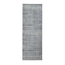 Load image into Gallery viewer, 3&#39;x9&#39; Ash Gray, Horizontal Ombre Design, Pure Silk, Hand Knotted, Runner Oriental Rug FWR525720