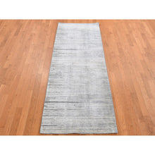 Load image into Gallery viewer, 3&#39;x9&#39; Ash Gray, Horizontal Ombre Design, Pure Silk, Hand Knotted, Runner Oriental Rug FWR525720