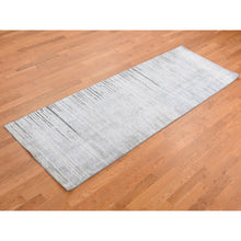 Load image into Gallery viewer, 3&#39;x9&#39; Ash Gray, Horizontal Ombre Design, Pure Silk, Hand Knotted, Runner Oriental Rug FWR525720