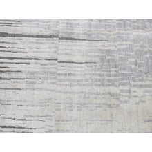 Load image into Gallery viewer, 3&#39;x9&#39; Ash Gray, Horizontal Ombre Design, Pure Silk, Hand Knotted, Runner Oriental Rug FWR525720