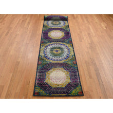 Load image into Gallery viewer, 3&#39;1&quot;x19&#39;3&quot; Goldenrod Yellow, Mamluk Design, Sari Silk with Textured Wool, Hand Knotted, XL Runner Oriental Rug FWR525750