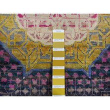 Load image into Gallery viewer, 3&#39;1&quot;x19&#39;3&quot; Goldenrod Yellow, Mamluk Design, Sari Silk with Textured Wool, Hand Knotted, XL Runner Oriental Rug FWR525750