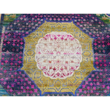 Load image into Gallery viewer, 3&#39;1&quot;x19&#39;3&quot; Goldenrod Yellow, Mamluk Design, Sari Silk with Textured Wool, Hand Knotted, XL Runner Oriental Rug FWR525750