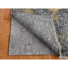 Load image into Gallery viewer, 3&#39;x8&#39; Charcoal Gray, Persian Design, Wool and Pure Silk, Hand Knotted, Wide Runner Oriental Rug FWR525762