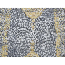 Load image into Gallery viewer, 3&#39;x8&#39; Charcoal Gray, Persian Design, Wool and Pure Silk, Hand Knotted, Wide Runner Oriental Rug FWR525762