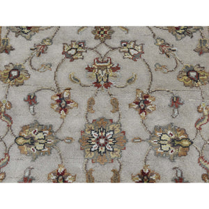 2'8"x14'1" Ivory, Rajasthan Design, Half Wool and Half Silk, Thick and Plush, XL Runner Oriental Rug FWR525768