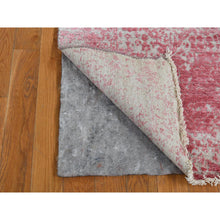 Load image into Gallery viewer, 2&#39;5&quot;x15&#39;7&quot; Rouge Pink, Broken and Erased Persian Design, Wool and Pure Silk, Hand Knotted, XL Runner, Oriental Rug FWR525786