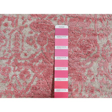 Load image into Gallery viewer, 2&#39;5&quot;x15&#39;7&quot; Rouge Pink, Broken and Erased Persian Design, Wool and Pure Silk, Hand Knotted, XL Runner, Oriental Rug FWR525786