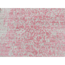 Load image into Gallery viewer, 2&#39;5&quot;x15&#39;7&quot; Rouge Pink, Broken and Erased Persian Design, Wool and Pure Silk, Hand Knotted, XL Runner, Oriental Rug FWR525786