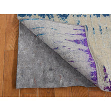 Load image into Gallery viewer, 2&#39;7&quot;x14&#39; Linen White, THE CARDIAC, Sari Silk with Textured Wool, Runner, Hand Knotted, Oriental Rug FWR525816