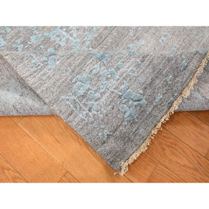 11'8"x11'8" Sea Foam Green, Hand Knotted, Broken Persian Design, Square, Wool and Silk, Oriental Rug FWR525858