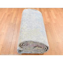 Load image into Gallery viewer, 12&#39;x15&#39; Battleship Gray with Red and Yellow Shades, Oversized, TRELLIS IN THE SPRING, Pure Silk, Hi-Low Pile, Hand Knotted Oriental Rug FWR525882