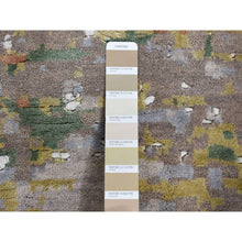 Load image into Gallery viewer, 12&#39;x15&#39; Ivory with a Mix of Brown, Wool and Pure Silk, Broken Roman Mosaic Design, Oversized, Hand Knotted Oriental Rug FWR525894