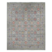 Load image into Gallery viewer, 12&#39;x15&#39;1&quot; Stone Gray, THE SUNSET ROSETTES, Wool and Pure Silk, Hand Knotted, Oversized, Oriental RugSh87650 FWR525900