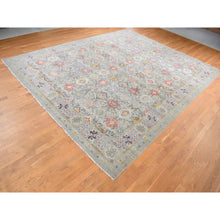 Load image into Gallery viewer, 12&#39;x15&#39;1&quot; Stone Gray, THE SUNSET ROSETTES, Wool and Pure Silk, Hand Knotted, Oversized, Oriental RugSh87650 FWR525900