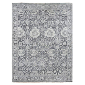 11'10"x14'10" Anchor Gray, Hand Knotted, Oushak Influence, Silk with Textured Wool, Oversized, Oriental Rug FWR525918