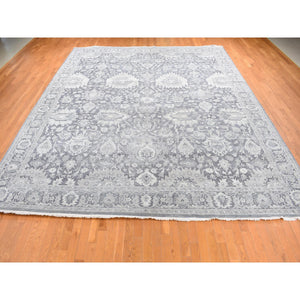 11'10"x14'10" Anchor Gray, Hand Knotted, Oushak Influence, Silk with Textured Wool, Oversized, Oriental Rug FWR525918