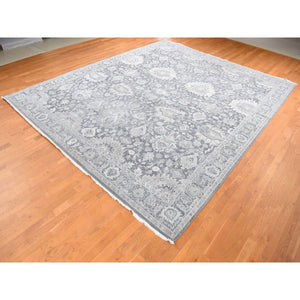 11'10"x14'10" Anchor Gray, Hand Knotted, Oushak Influence, Silk with Textured Wool, Oversized, Oriental Rug FWR525918