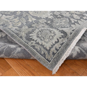 11'10"x14'10" Anchor Gray, Hand Knotted, Oushak Influence, Silk with Textured Wool, Oversized, Oriental Rug FWR525918