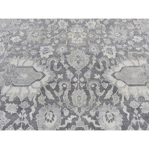 11'10"x14'10" Anchor Gray, Hand Knotted, Oushak Influence, Silk with Textured Wool, Oversized, Oriental Rug FWR525918