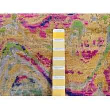 Load image into Gallery viewer, 3&#39;x9&#39;2&quot; Colorful, Sari Silk with Textured Wool, The Lava Design, Runner, Hand Knotted, Oriental Rug FWR525924