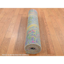 Load image into Gallery viewer, 3&#39;x9&#39;2&quot; Colorful, Sari Silk with Textured Wool, The Lava Design, Runner, Hand Knotted, Oriental Rug FWR525924