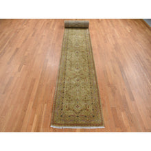 Load image into Gallery viewer, 3&#39;x23&#39;3&quot; Golden Brown, Super Dense Weave, Tabriz, XL Runner, 300 KPSI, Pure Wool, Hand Knotted, Oriental Rug FWR525942